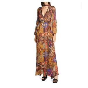 LE SUPERBE‎ - Wo Joni Long Sleeve Maxi Dress - Tapestry Patchwork - size 4 (NWT)